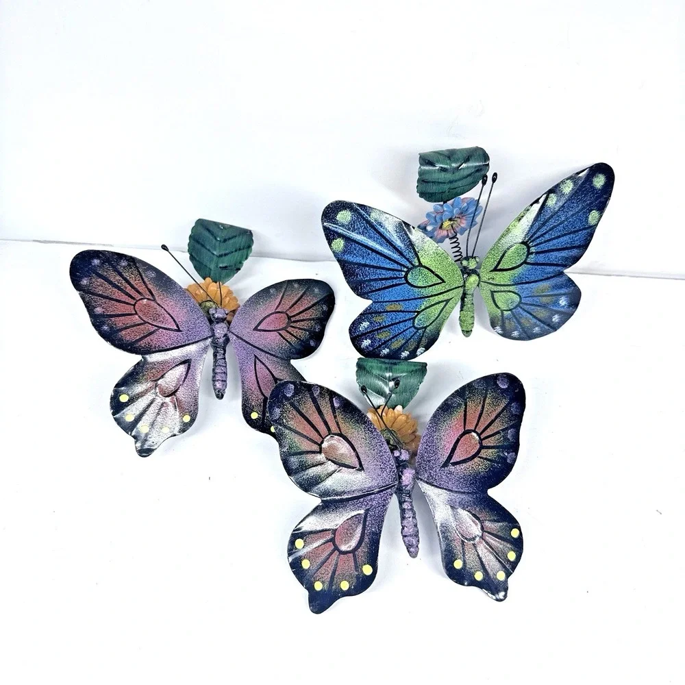 Metal‎ Butterfly Garden Decor Spring Clip On Plant Pot Art Set READ